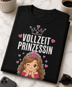 T-Shirt mit Krone, pinken Herzen und dem Spruch VOLLZEIT PRINZESSIN