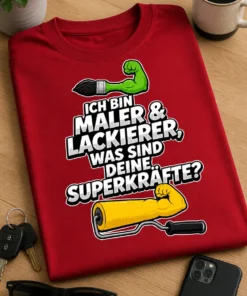 Lustiges T-Shirt für Maler und Lackierer mit dem Spruch ICH BIN MALER & LACKIERER, WAS SIND DEINE SUPERKRÄFTE?