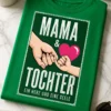 T-Shirt mit Spruch MAMA & TOCHTER EIN HERZ UND EINE SEELE und Motiv mit eingehakten kleinen Fingern und pinkem Herz