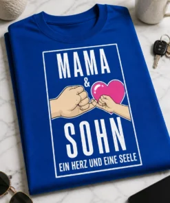 T-Shirt mit Spruch MAMA & SOHN EIN HERZ UND EINE SEELE und Motiv mit Pinky Promise und Herz
