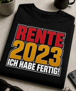 Lustiges Rentner T-Shirt mit dem Spruch RENTE 2023 ICH HABE FERTIG!