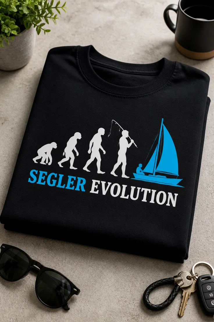 Segler Evolutionsmotiv mit Segelboot und dem Spruch SEGLER EVOLUTION
