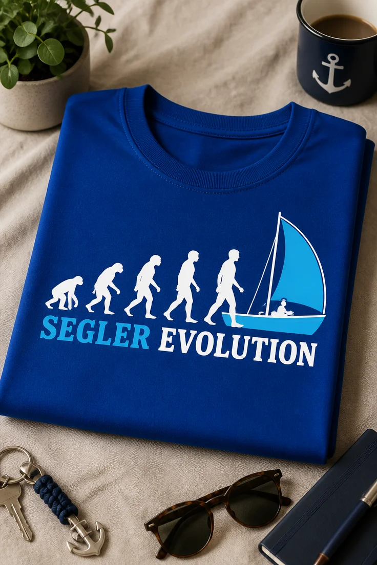 Lustiges T-Shirt für Segler mit Evolutionsmotiv und dem Spruch SEGLER EVOLUTION