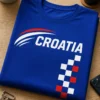 Sportliches T-Shirt mit CROATIA Schriftzug, dynamischen Linien und rot-weißem Karomuster im Kroatien-Look