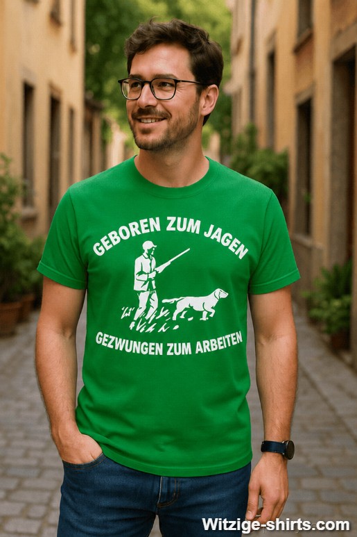 Lustiges T-Shirt geboren zum Jagen gezwungen zum Arbeiten
