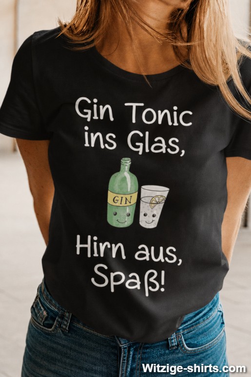Lustiges T-Shirt Gin Tonic Hirn aus Spaß