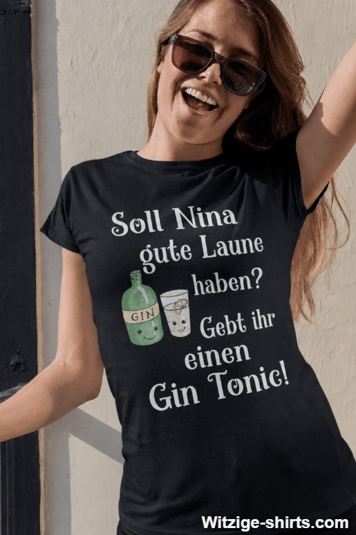 Lustiges T-Shirt Gin Tonic mit beliebigem Namen