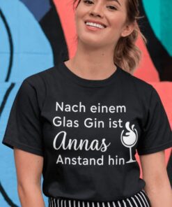 Lustiges T-Shirt Glas Gin mit beliebigem Namen