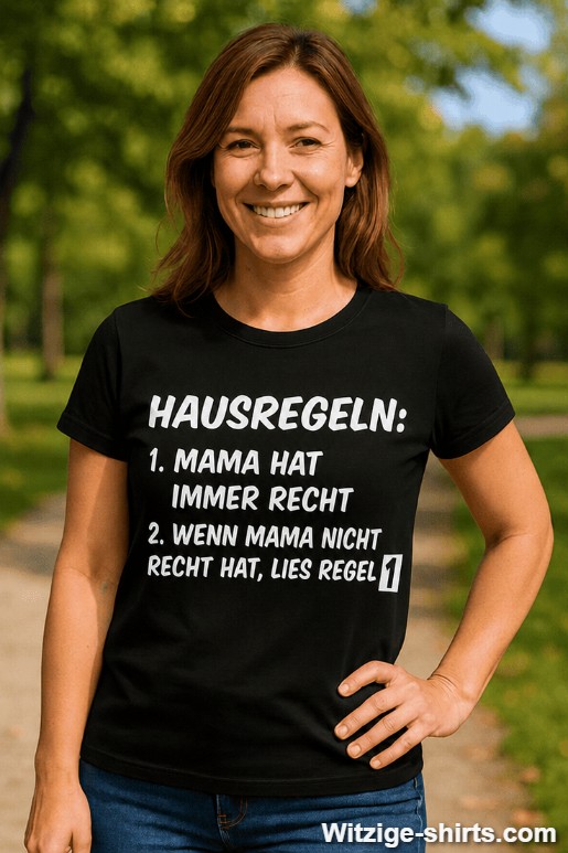 Lustiges T-Shirt Hausregeln Mama hat immer recht