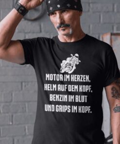 Lustiges T-Shirt Motor im Herzen Benzin im Blut