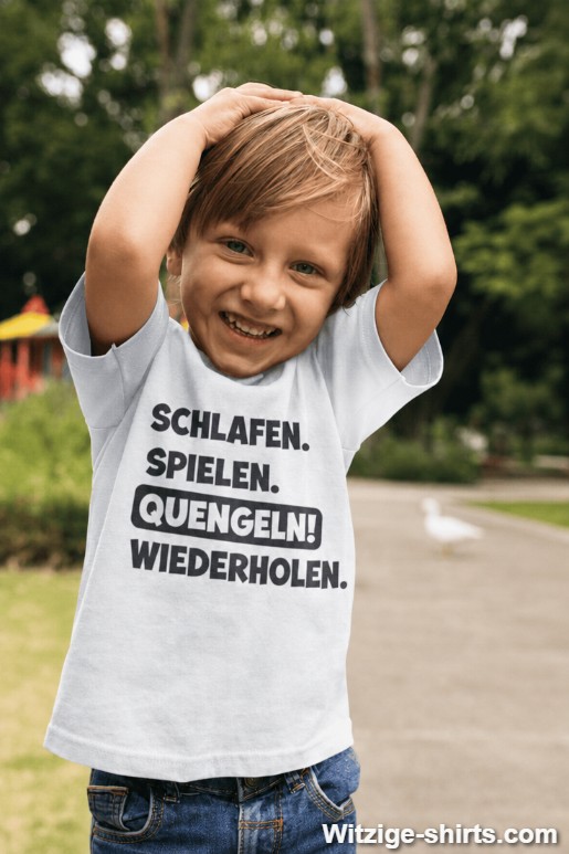 Lustiges T-Shirt Schlafen Spielen Quengeln Wiederholen