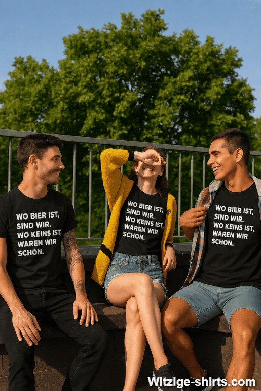 Lustiges T-Shirt Wo Bier ist sind wir