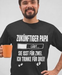 Lustiges T-Shirt Zukünftiger Papa trinkt für drei