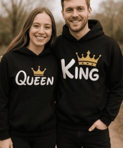 Pärchen-Hoodies King Queen zweifarbig