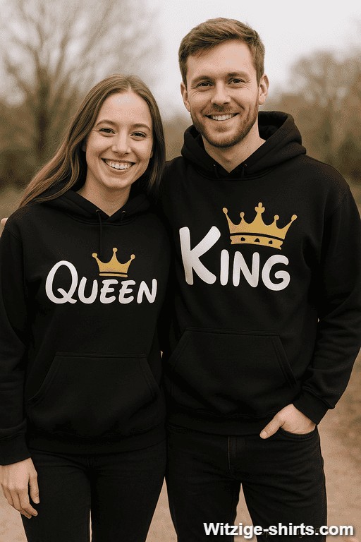 Pärchen-Hoodies King Queen zweifarbig