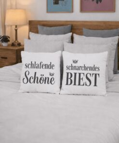 Pärchen-Kissen schlafende Schöne schnarchendes Biest