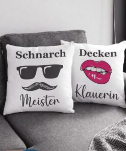 Pärchen-Kissen Schnarchmeister und Deckenklauerin