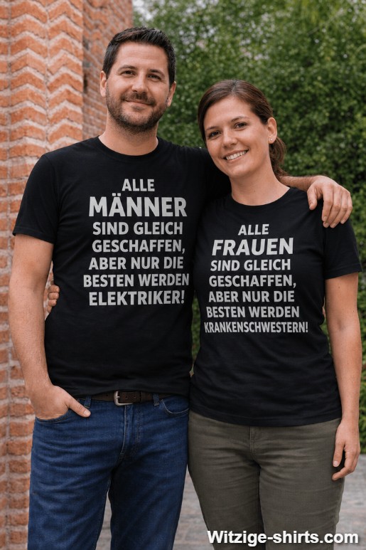 Pärchen-T-Shirts Alle gleich geschaffen mit beliebigem Beruf