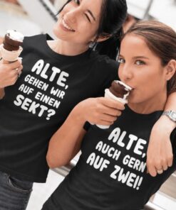 Pärchen-T-Shirts Alte gehen wir auf einen Sekt