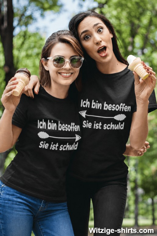 Pärchen-T-Shirts ich bin besoffen sie ist schuld
