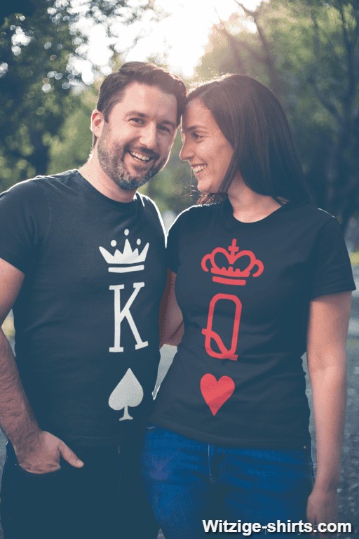 Pärchen-T-Shirts King Queen Karten