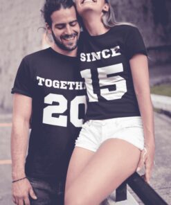 Pärchen-T-Shirts together since mit beliebigem Jahr