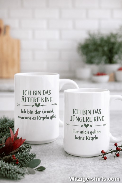 Pärchen-Tassen Geschwister älteres und jüngeres Kind