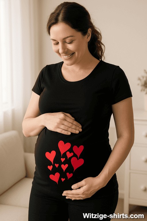 Umstands-T-Shirt rote Herzchen