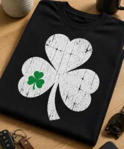 Vintage Kleeblatt Motiv mit kleinem grünem Shamrock im Inneren